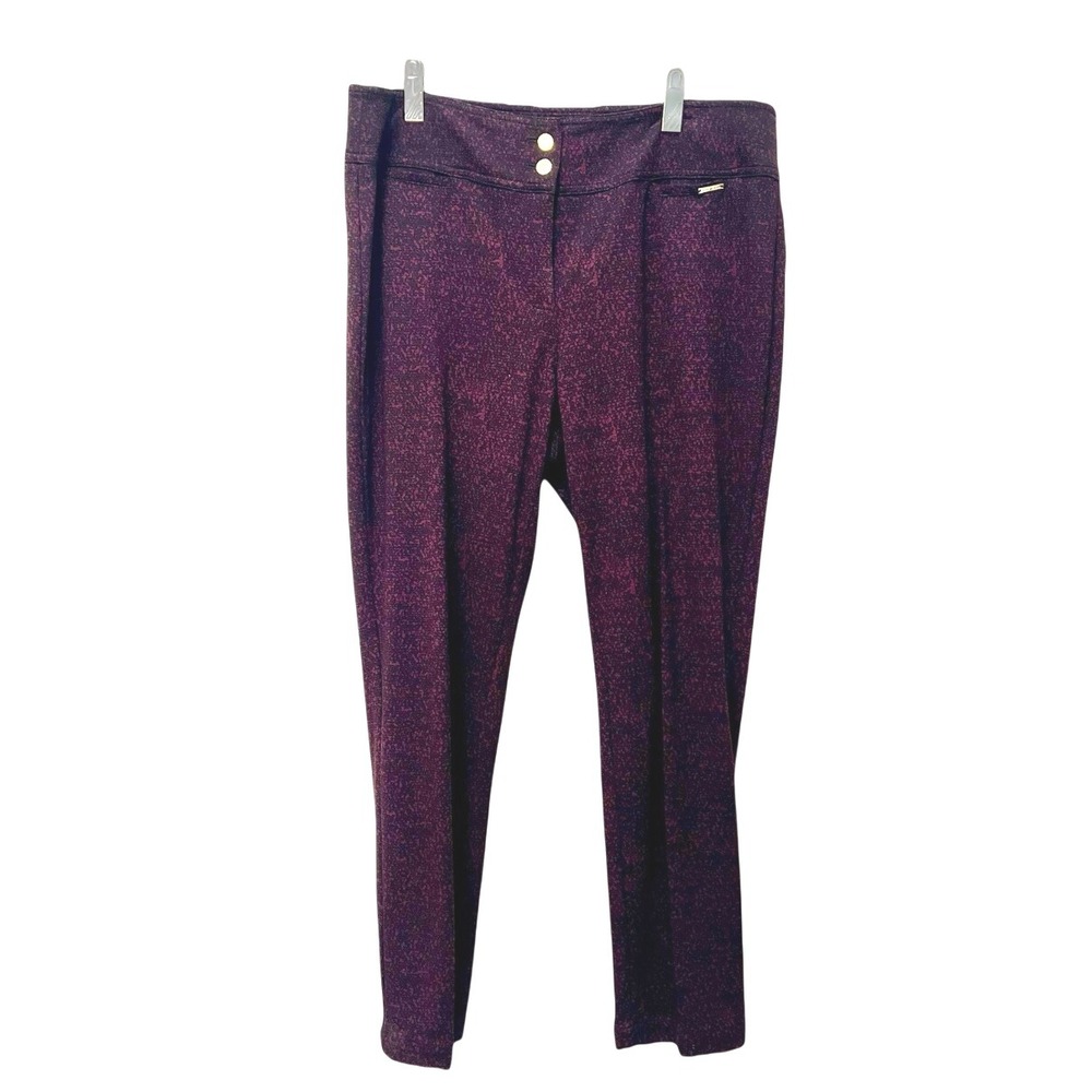 Anne Klein Womens Purple‎ Speckled Stretch Career Dress Pants Size 14 Petite